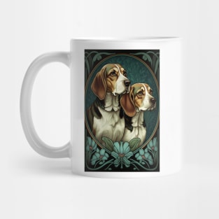 Two Beagles - Art Nouveau Style Mug